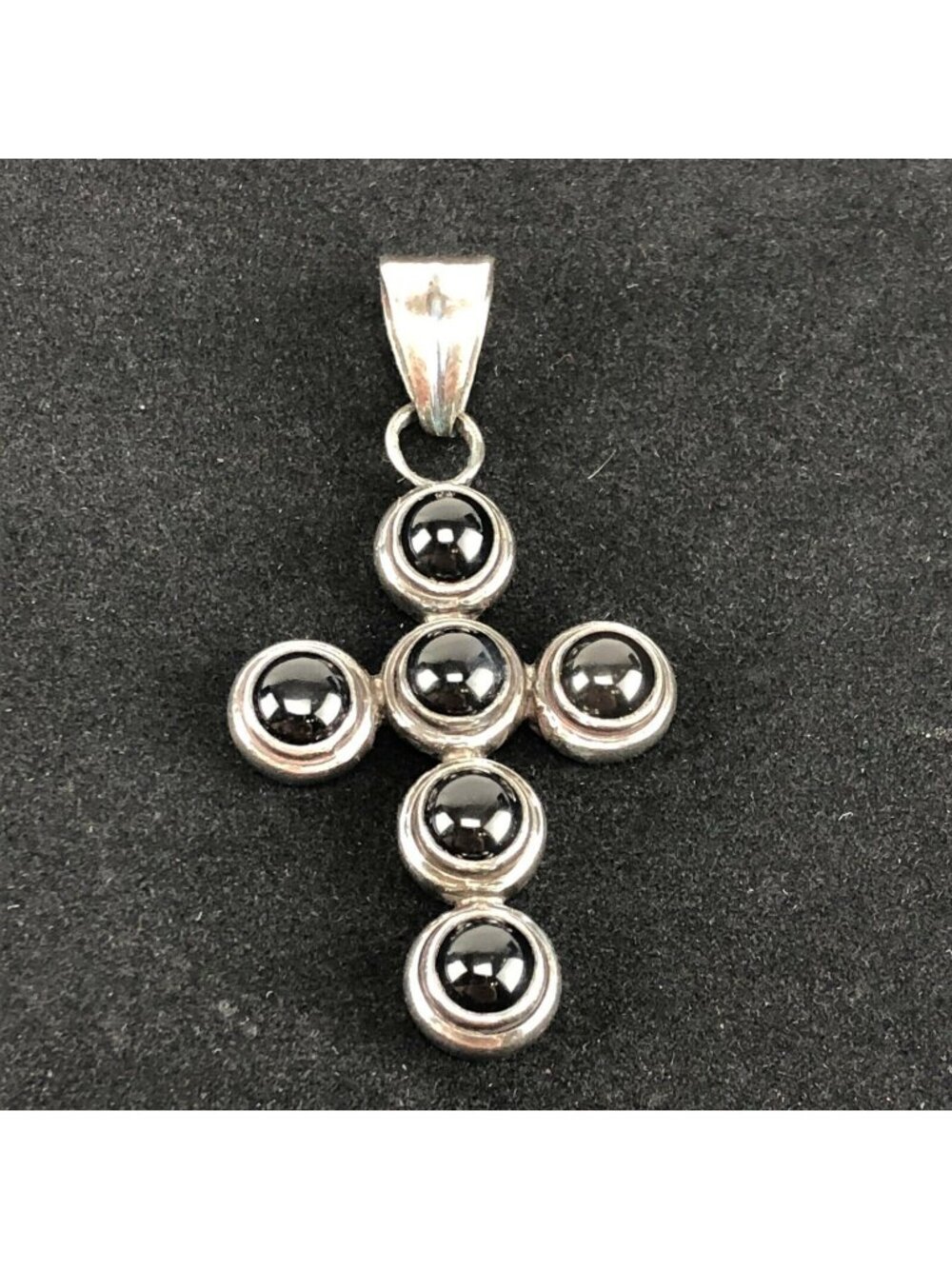 Silver-tone Cross Pendant Black Onyx